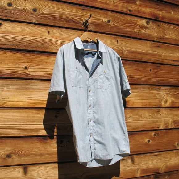 Kuhl Mens Blue Karib Striped Short Sleeve Shirt - Picture 4 of 9